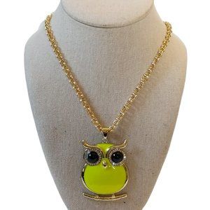 Amrita Singh Austrian Crystal Yellow Owl Pendant Long Gold Necklace